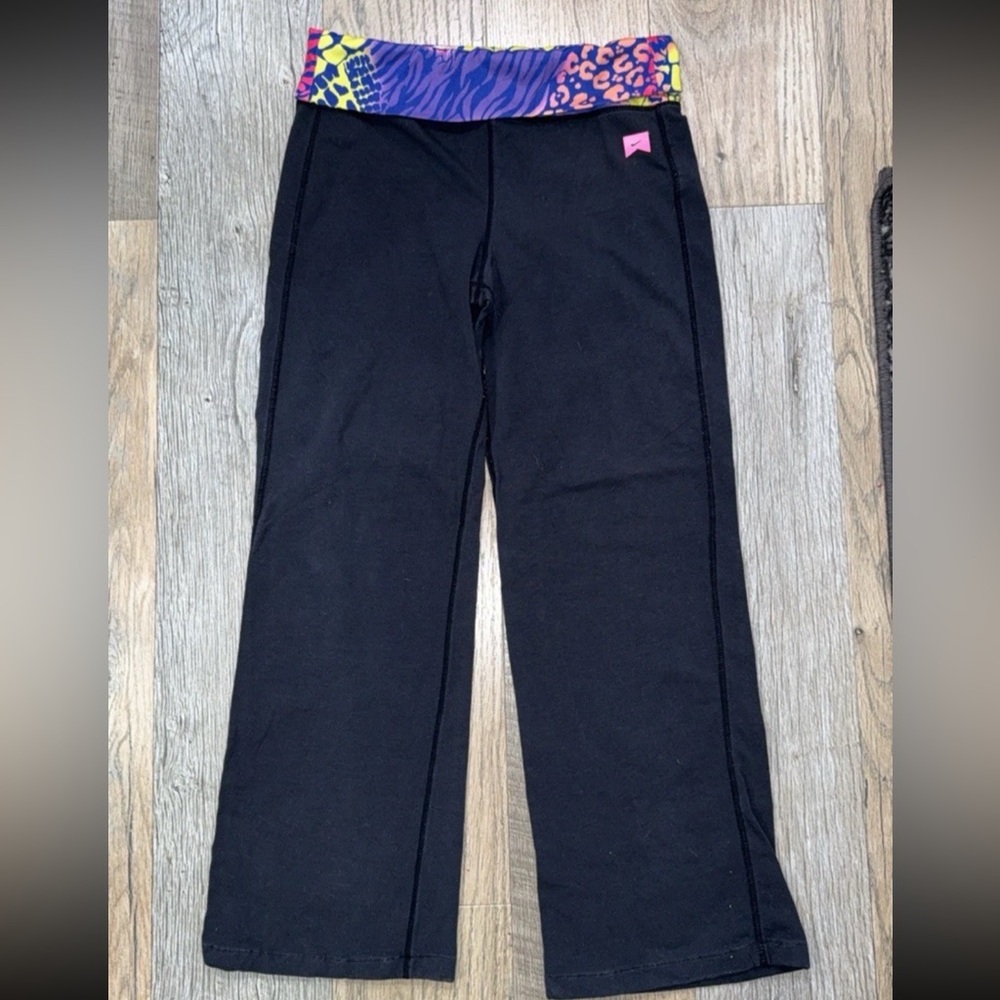 Nike Black Flare Pants with Multicolor Waistband